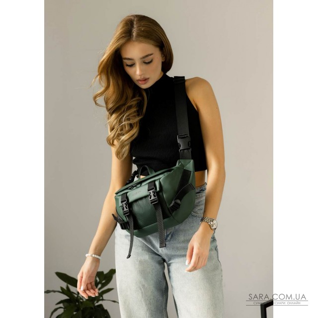 Велика жіноча поясна сумка бананка Sambag DynamicDart зелена Велика жіноча поясна сумка бананка Sambag DynamicDart зелена