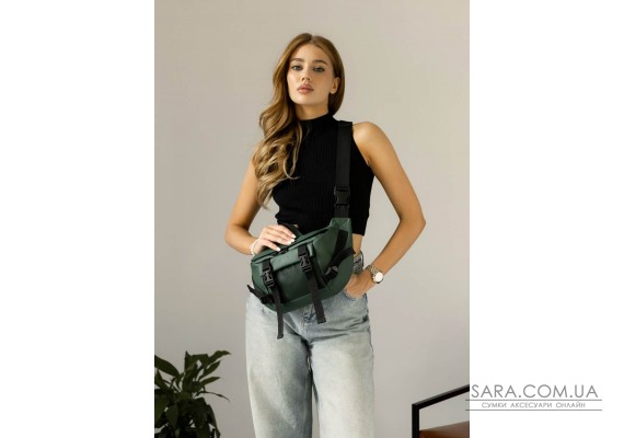 Велика жіноча поясна сумка бананка Sambag DynamicDart зелена