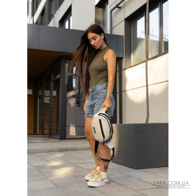 Сумка через плече жіноча бананка Sambag Flex сіра Сумка через плече жіноча бананка Sambag Flex сіра