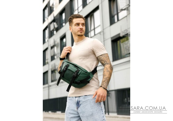 Велика чоловіча поясна сумка бананка Sambag DynamicDart зелена