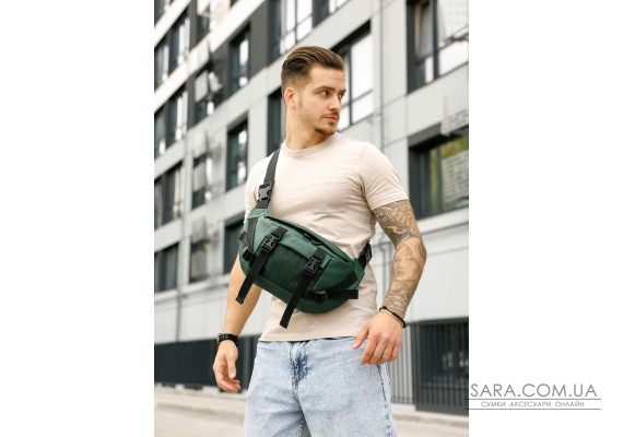 Велика чоловіча поясна сумка бананка Sambag DynamicDart зелена