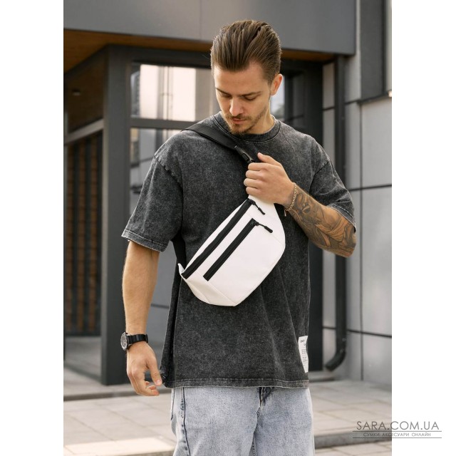 Чоловіча сумка на пояс бананка Sambag Tirso біла Чоловіча сумка на пояс бананка Sambag Tirso біла