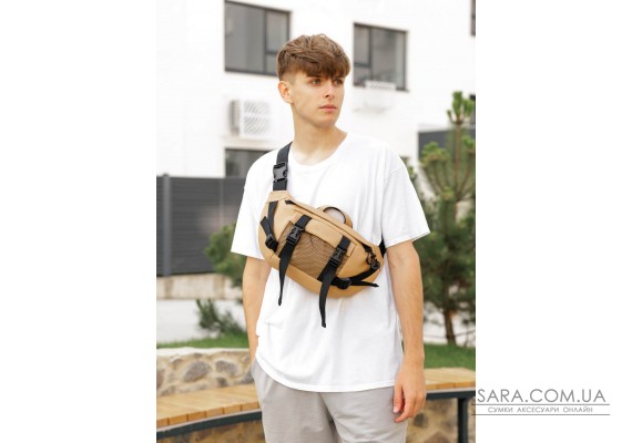 Велика чоловіча поясна сумка бананка Sambag DynamicDart бежева