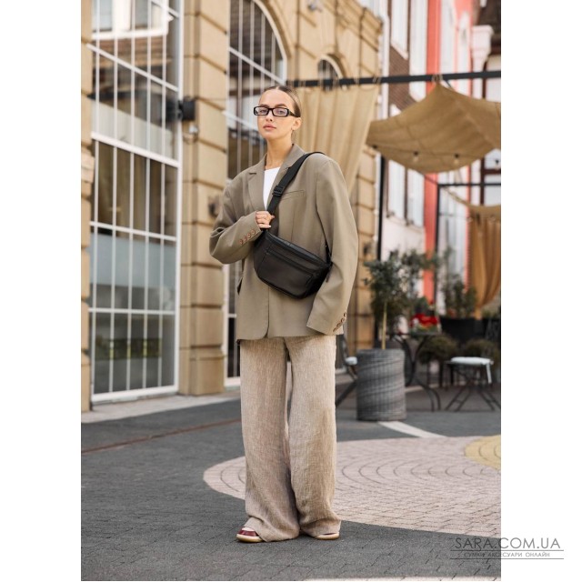 Шкіряна сумка на пояс бананка Sambag Tirso Max чорна шкіра Шкіряна сумка на пояс бананка Sambag Tirso Max чорна шкіра