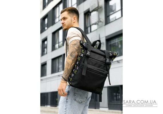 Мужской рюкзак Sambag Roll Top черный оксфорд принт