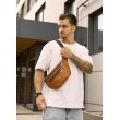 Велика чоловіча шкіряна сумка на пояс бананка Sambag Tirso Max руда
