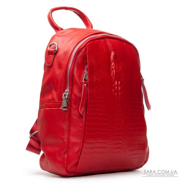 Сумка Женская Рюкзак кожа ALEX RAI 8907-9 red croco Сумка Женская Рюкзак кожа ALEX RAI 8907-9 red croco