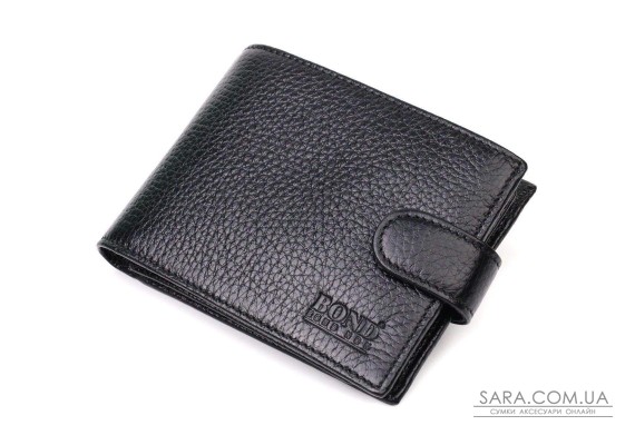 Компактный и в тоже время вместительный бумажник для мужчин из натуральной кожи BOND 21996 Черный