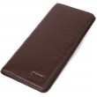 Вертикальный узкий мужской бумажник из натуральной зернистой кожи BOND 22052 Коричневый