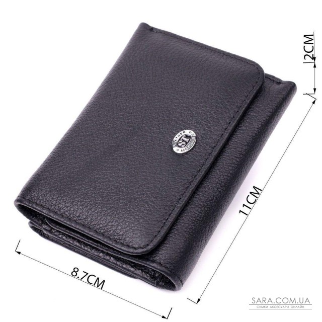 Женский горизонтальный кошелек из натуральной кожи ST Leather 19477 Черный Женский горизонтальный кошелек из натуральной кожи ST Leather 19477 Черный