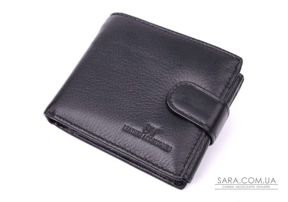 Качественный горизонтальный бумажник из натуральной кожи ST Leather 22455 Черный