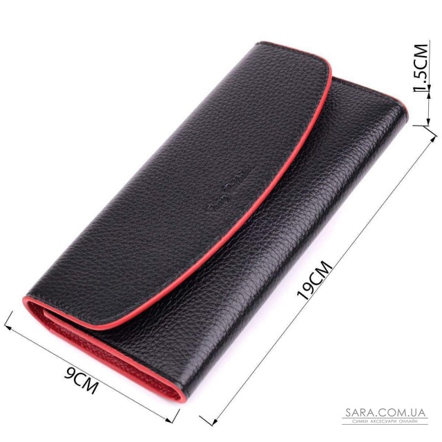 Жіночий гаманець із трикутним клапаном із натуральної шкіри Tony Bellucci 22860 Чорний Жіночий гаманець із трикутним клапаном із натуральної шкіри Tony Bellucci 22860 Чорний