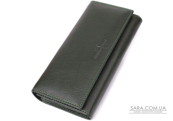Стильный кошелек у два сложения из натуральной кожи ST Leather 23066 Зеленый