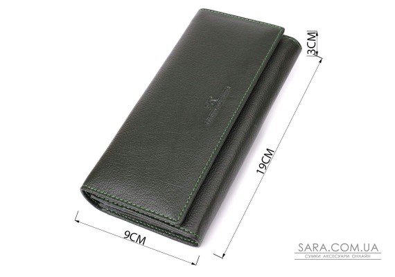 Стильный кошелек у два сложения из натуральной кожи ST Leather 23066 Зеленый