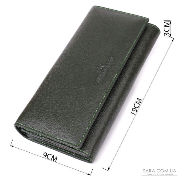 Стильный кошелек у два сложения из натуральной кожи ST Leather 23066 Зеленый Стильный кошелек у два сложения из натуральной кожи ST Leather 23066 Зеленый