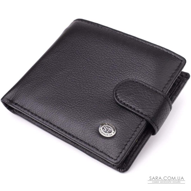 Классический мужской бумажник горизонтального формата из натуральной кожи ST Leather 23094 Черный Классический мужской бумажник горизонтального формата из натуральной кожи ST Leather 23094 Черный