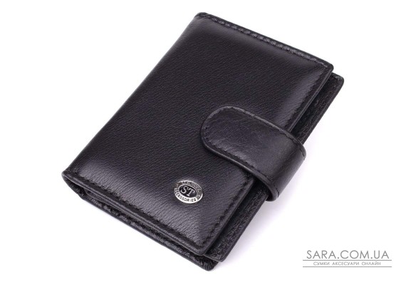 Компактный мужской бумажник вертикального формата из натуральной кожи ST Leather 23095 Черный