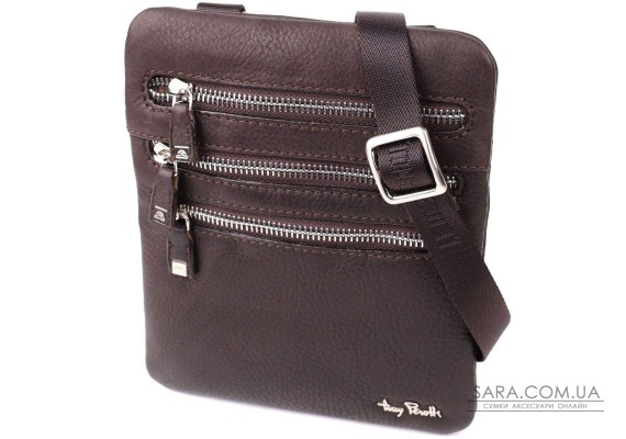 Стильна невелика сумка з матової зернистої натуральної шкіри Tony Perotti 20876_1 ( 9019 moro) Коричневий