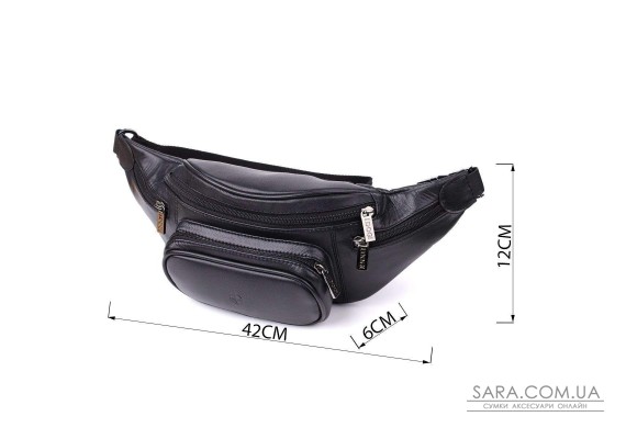 Цікава чоловіча сумка на пояс із гладкої натуральної шкіри Tony Perotti 20880_1 (6000 nero) Чорний