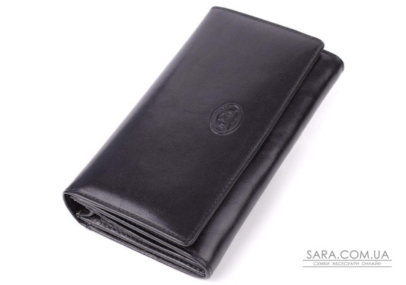 Стильный женский горизонтальный кошелек из глянцевой натуральной кожи Tony Perotti 20884_1 (1073 nero) Черный