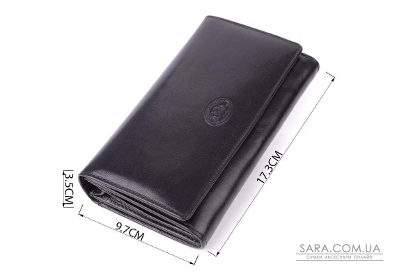 Стильный женский горизонтальный кошелек из глянцевой натуральной кожи Tony Perotti 20884_1 (1073 nero) Черный