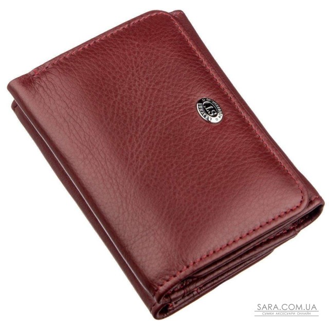 Компактный женский бумажник на кнопке ST Leather 18885 Темно-красный Компактный женский бумажник на кнопке ST Leather 18885 Темно-красный