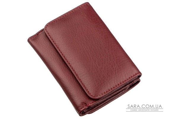Компактный женский бумажник на кнопке ST Leather 18885 Темно-красный