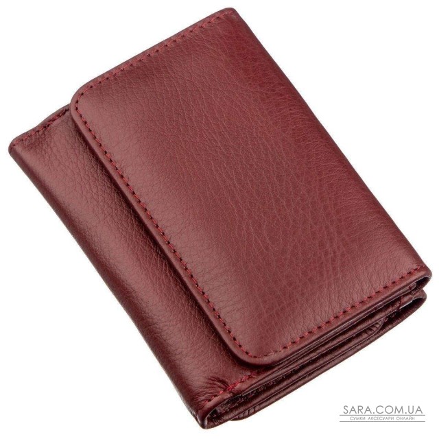 Компактный женский бумажник на кнопке ST Leather 18885 Темно-красный Компактный женский бумажник на кнопке ST Leather 18885 Темно-красный