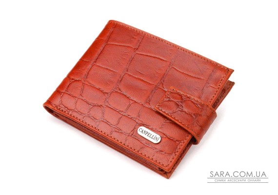 Мужской небольшой кошелек из натуральной фактурной кожи CANPELLINI 21510 Светло-коричневый