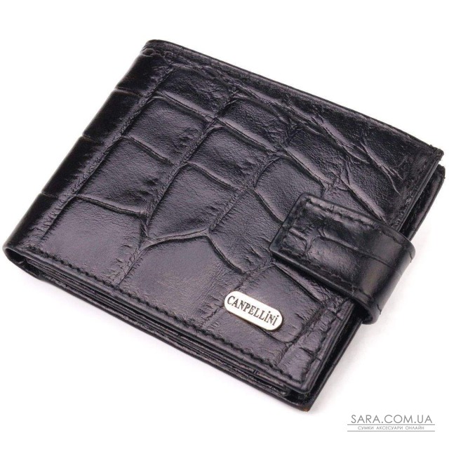 Кошелек мужской из натуральной фактурной кожи CANPELLINI 21511 Черный Кошелек мужской из натуральной фактурной кожи CANPELLINI 21511 Черный