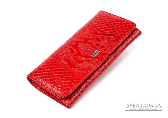 Яркий лакированный кошелек для женщин из натуральной фактурной кожи CANPELLINI 21610 Красный