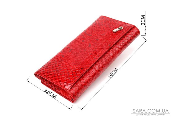 Яркий лакированный кошелек для женщин из натуральной фактурной кожи CANPELLINI 21610 Красный