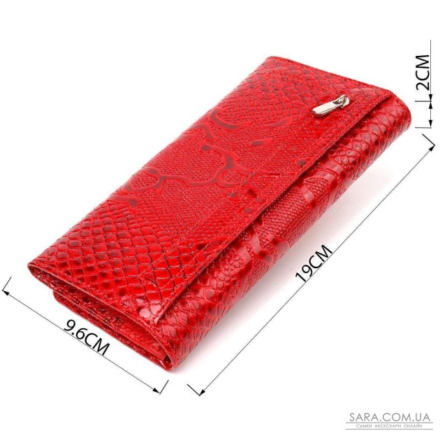 Яркий лакированный кошелек для женщин из натуральной фактурной кожи CANPELLINI 21610 Красный Яркий лакированный кошелек для женщин из натуральной фактурной кожи CANPELLINI 21610 Красный