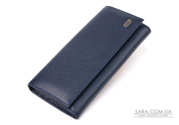 Женский кошелек из натуральной зернистой кожи CANPELLINI 21624 Синий