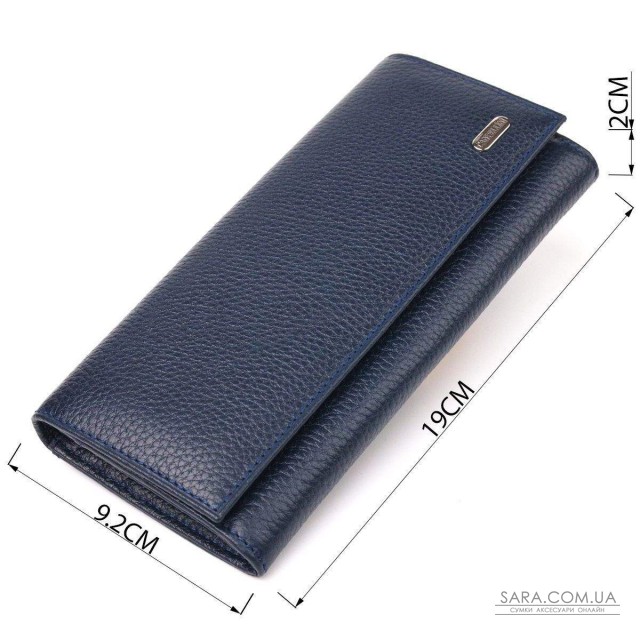 Женский кошелек из натуральной зернистой кожи CANPELLINI 21624 Синий Женский кошелек из натуральной зернистой кожи CANPELLINI 21624 Синий