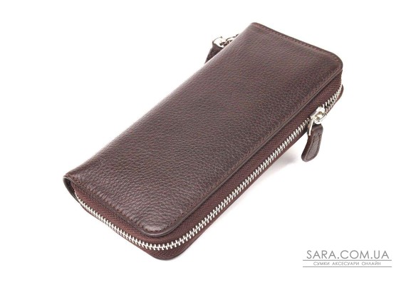 Практичный кошелек для женщин из натуральной зернистой кожи CANPELLINI 21617 Коричневый