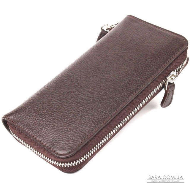 Практичный кошелек для женщин из натуральной зернистой кожи CANPELLINI 21617 Коричневый Практичный кошелек для женщин из натуральной зернистой кожи CANPELLINI 21617 Коричневый