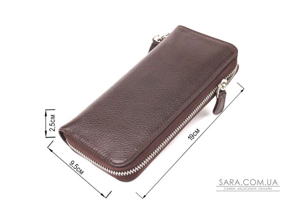 Практичный кошелек для женщин из натуральной зернистой кожи CANPELLINI 21617 Коричневый