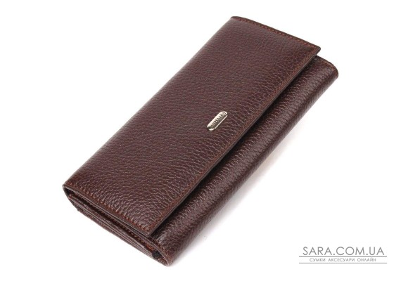 Женский удобный кошелек из натуральной зернистой кожи CANPELLINI 21654 Коричневый