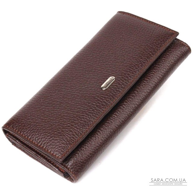 Женский удобный кошелек из натуральной зернистой кожи CANPELLINI 21654 Коричневый Женский удобный кошелек из натуральной зернистой кожи CANPELLINI 21654 Коричневый