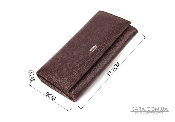 Женский удобный кошелек из натуральной зернистой кожи CANPELLINI 21654 Коричневый