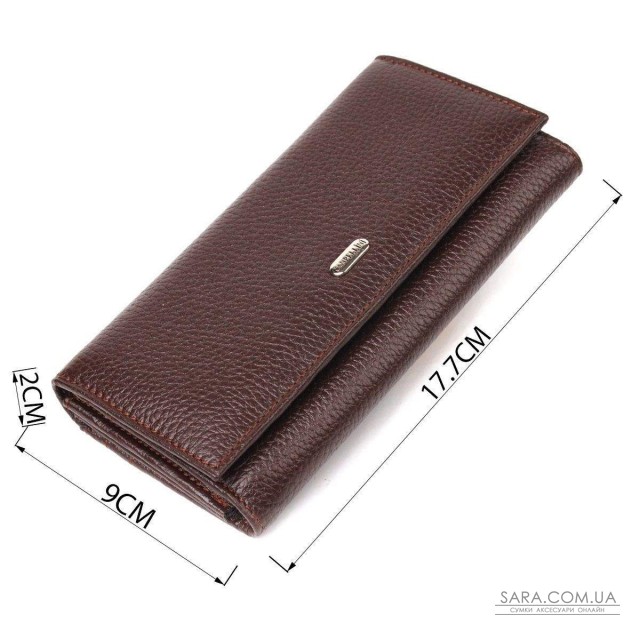 Женский удобный кошелек из натуральной зернистой кожи CANPELLINI 21654 Коричневый Женский удобный кошелек из натуральной зернистой кожи CANPELLINI 21654 Коричневый