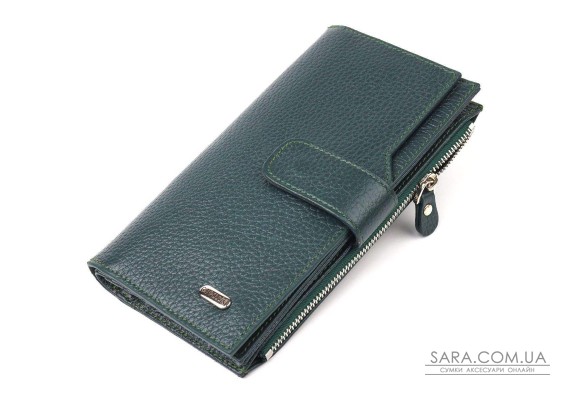 Женский большой вертикальный кошелек из натуральной кожи CANPELLINI 21643 Зеленый