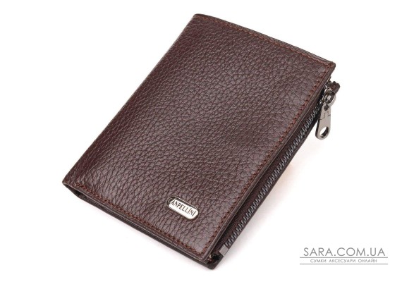 Мужской компактный вертикальный кошелек из натуральной кожи CANPELLINI 21674 Коричневый
