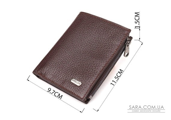 Мужской компактный вертикальный кошелек из натуральной кожи CANPELLINI 21674 Коричневый