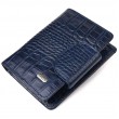 Практичний вертикальний жіночий гаманець із натуральної шкіри з тисненням під крокодила CANPELLINI 21677 Синій