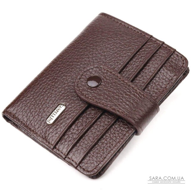 Компактный кошелек для мужчин из натуральной зернистой кожи CANPELLINI 21686 Коричневый Компактный кошелек для мужчин из натуральной зернистой кожи CANPELLINI 21686 Коричневый