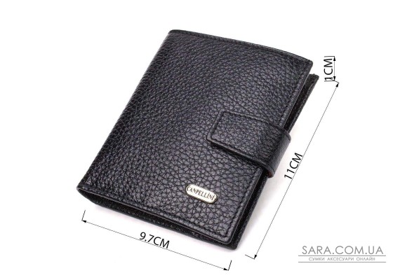 Стильный мужской бумажник в комбинации двух цветов из натуральной зернистой кожи CANPELLINI 21728 Черный