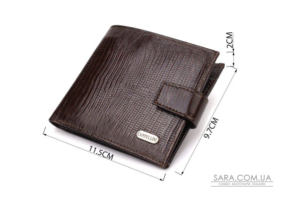 Мужской современный кошелек горизонтального формата из натуральной кожи с тиснением CANPELLINI 21757 Коричневый