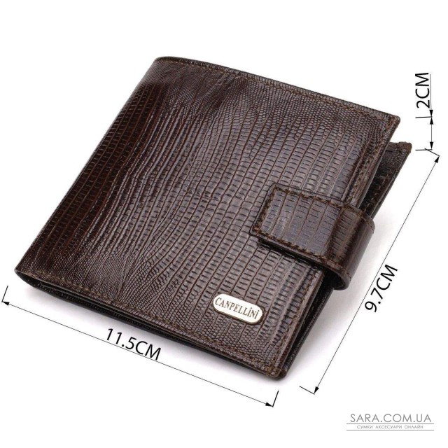 Мужской современный кошелек горизонтального формата из натуральной кожи с тиснением CANPELLINI 21757 Коричневый Мужской современный кошелек горизонтального формата из натуральной кожи с тиснением CANPELLINI 21757 Коричневый
